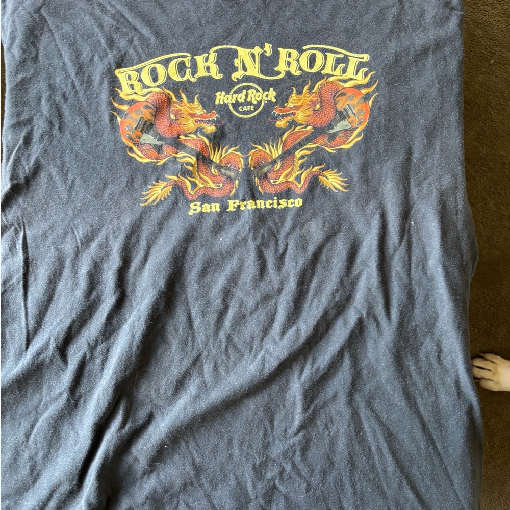 Vintage Hard Rock Cafe Black Tee with Fiery dragon designs